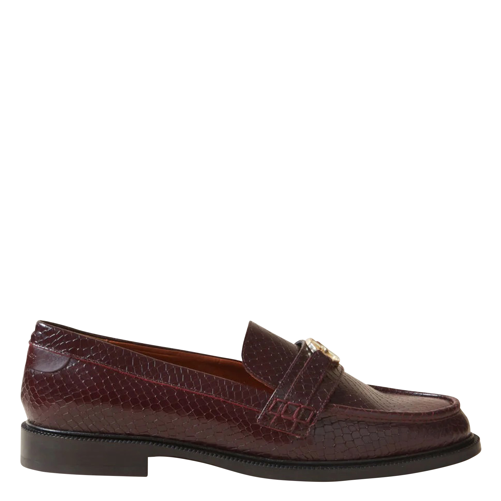 Mocassins en cuir embossé python | Rouge