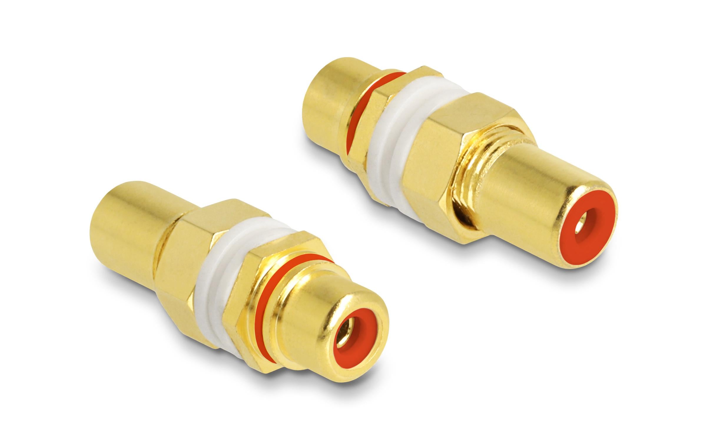 Audio-Adapter Buchse/Buchse Cinch - CinchDelock Audio Adapter Cinch Buchse zu Buchse zum Einbau, Farbring rot