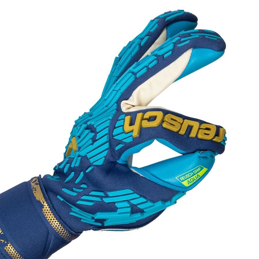 Reusch Gants de Gardien Attrakt FreeGel Aqua Windproof - Bleu/Doré/Bleu