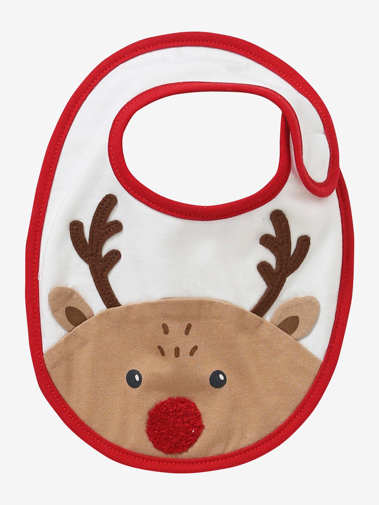 Conjunto de 3 babadores para bebê, modelo especial de Natal, ideal para toda a família. Cor vermelha lisa, tamanho médio, com estampas.
