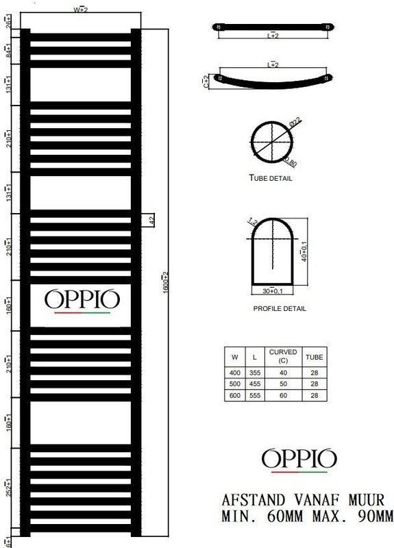 Oppio - Handdoekradiator - Goud - 160x60 cm - 1072 Watt
