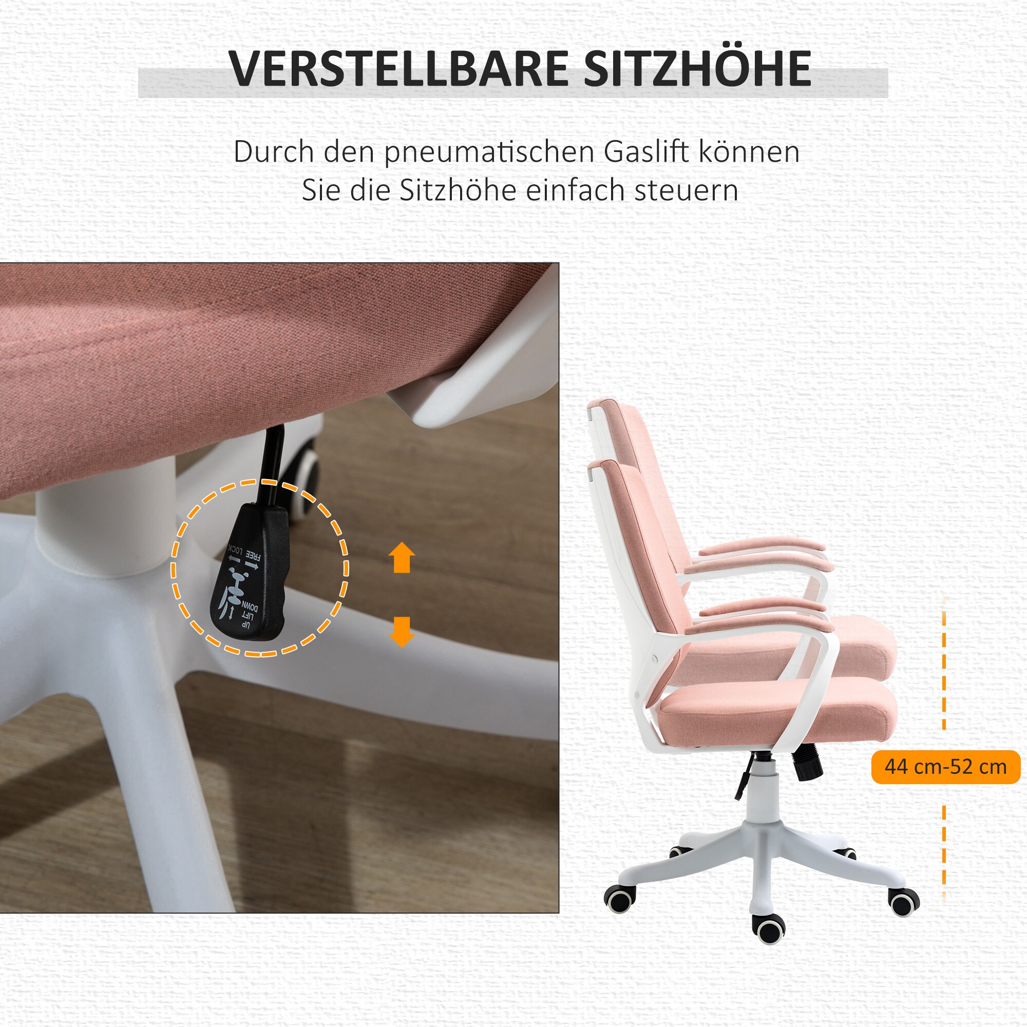 Vinsetto Bürostuhl ergonomisches liniendesign, weiche Polsterung 62 x 69 x 92-102 cm (BxTxH)