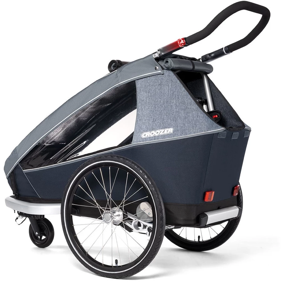 CROOZER Kinderfahrradanhänger  Kid Vaaya 1 Graphite blue inklusive Fußraumschutzwanne