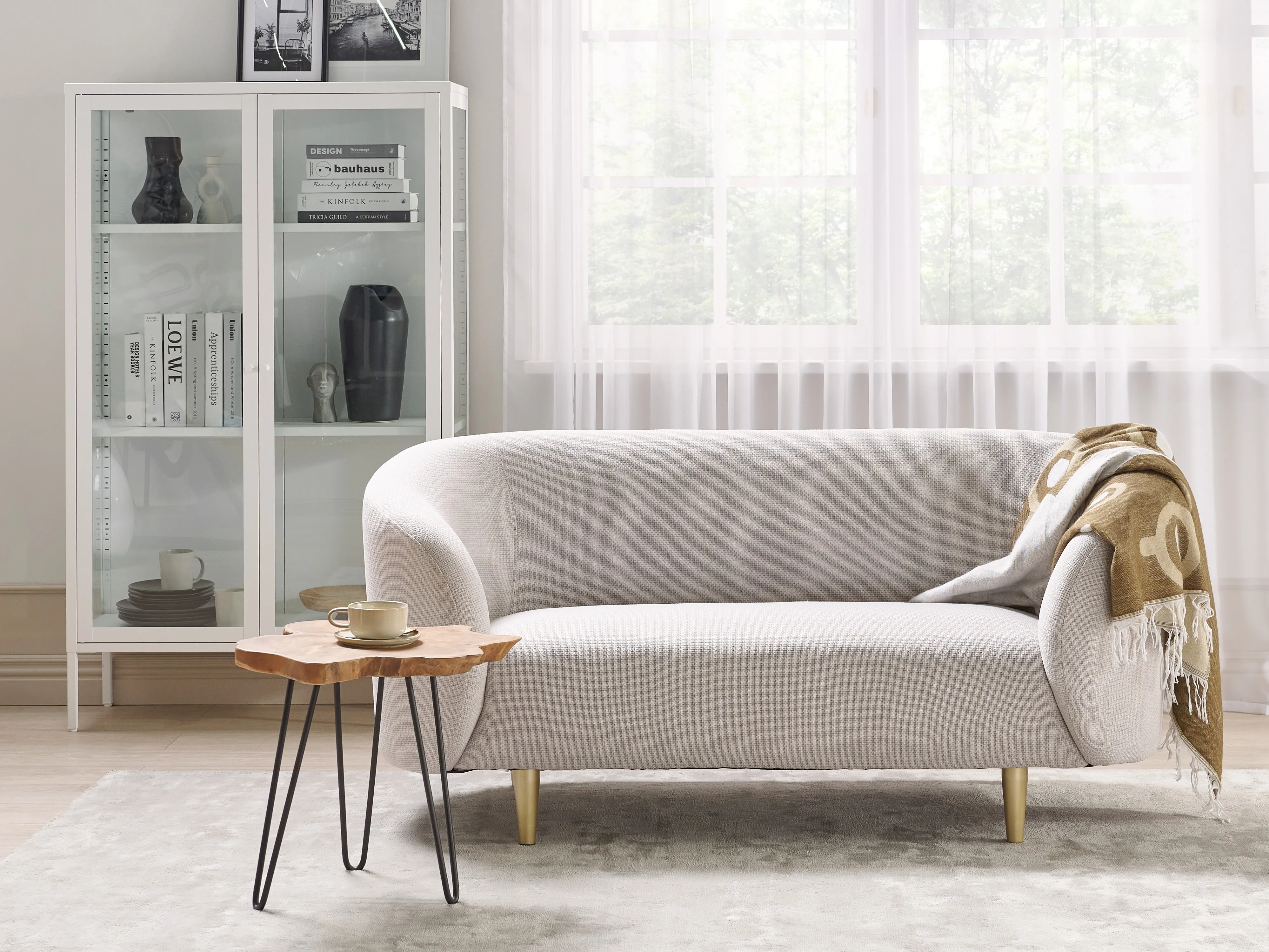 Bank 2-zits LOEN Stof Lichtbeige
