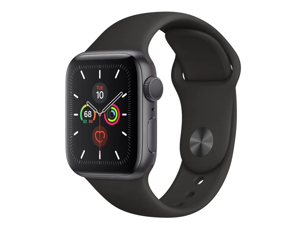 [OUTLET] - Apple Watch Series 5 (GPS   Cellular) - 40 mm - rumgråt aluminium - smart ur med sportsbånd - fluoroelastomer - sort - båndstørrelse 130-200 mm - S/M/L - 32 GB - Wi-Fi, Bluetooth - 4G - 30.8 g