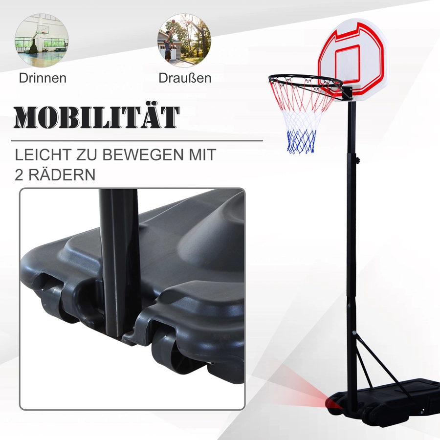 HOMCOM Kinder Basketballkorb mit Ständer schwarz, weiß, rot