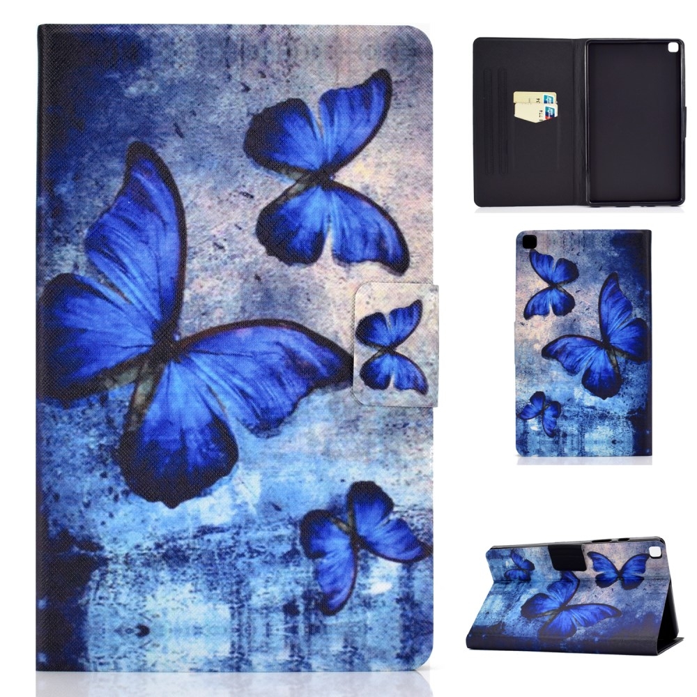Samsung Galaxy Tab A 8.0 (2019) Leder Tasche mit Kartenfächern - Blue Butterflies