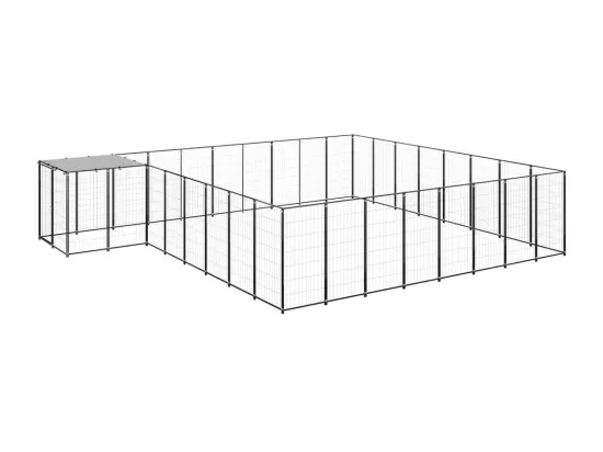 Chenil extérieur cage enclos noire 550 x 440 x 110 cm 02_0000507