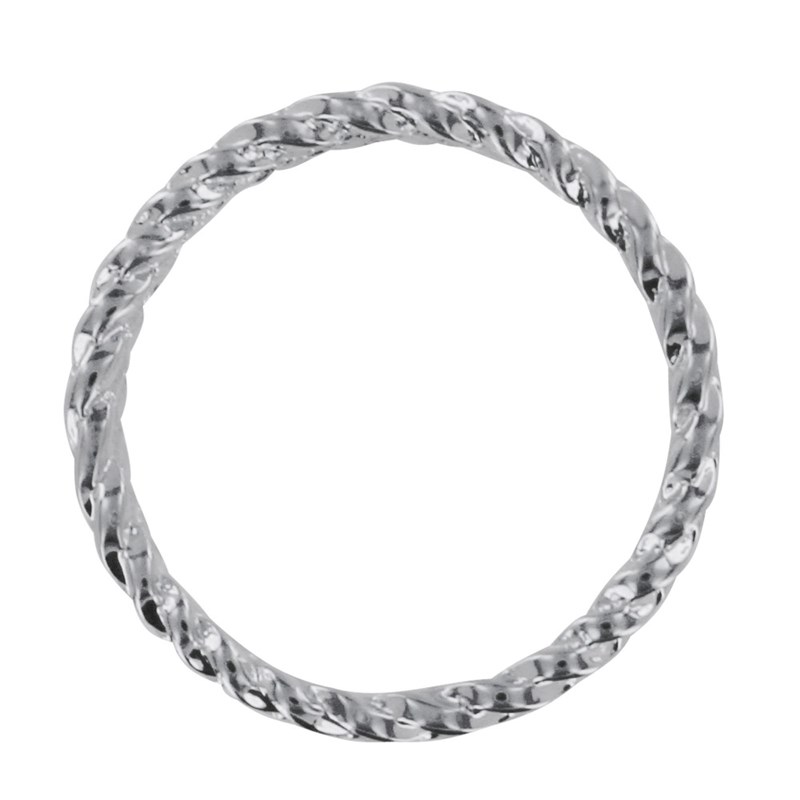 Bague Argent Rhodié Anneau Large Tressé