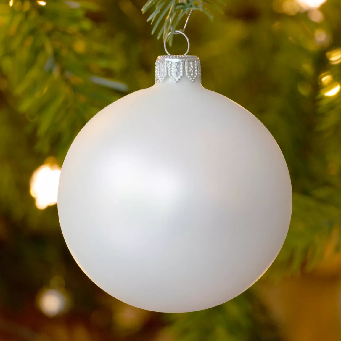Lot de 4 boules de Noël en verre (D100 mm) Arctique mates Blanc