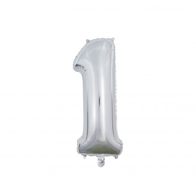 Folieballon Cijfer 1 Zilver 66cm