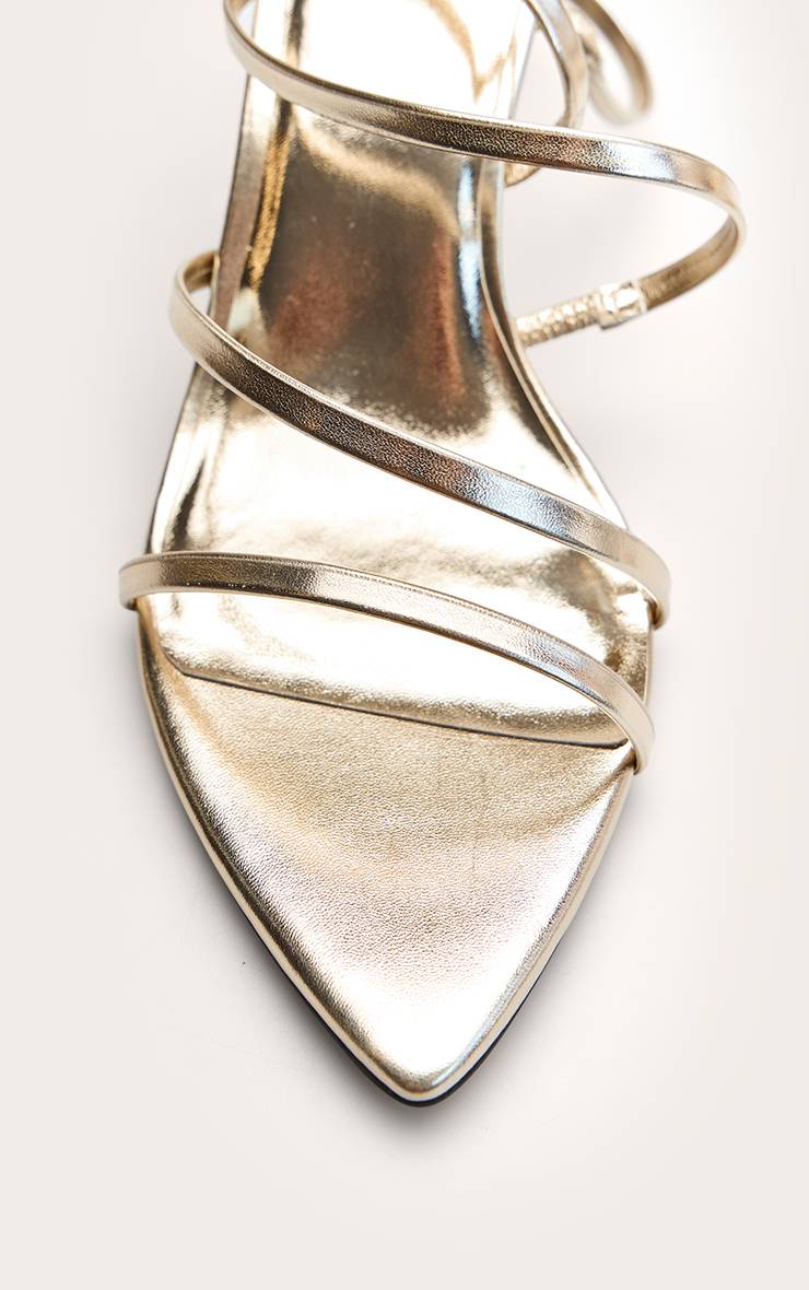 Doré Sandale À Talons À Brides Métallisées