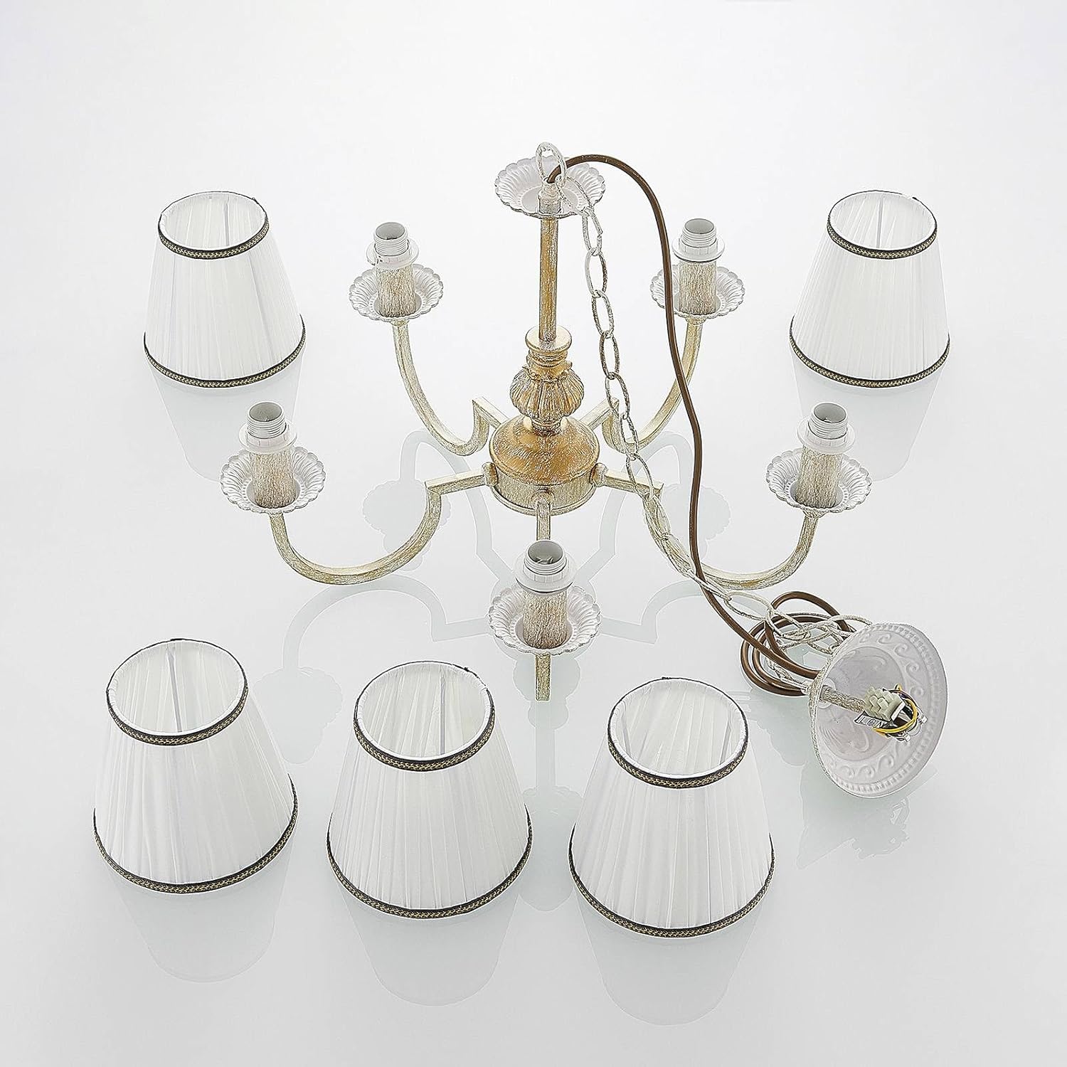 Lindby Kronleuchter Lumiel (Landhaus, Vintage Rustikal) in Bronze aus Textil (5 flammig E14) - Pendelleuchte Hängelampe Lüster Lampe Deckenleuchte Deckenlampe Wohnzimmerleuchte