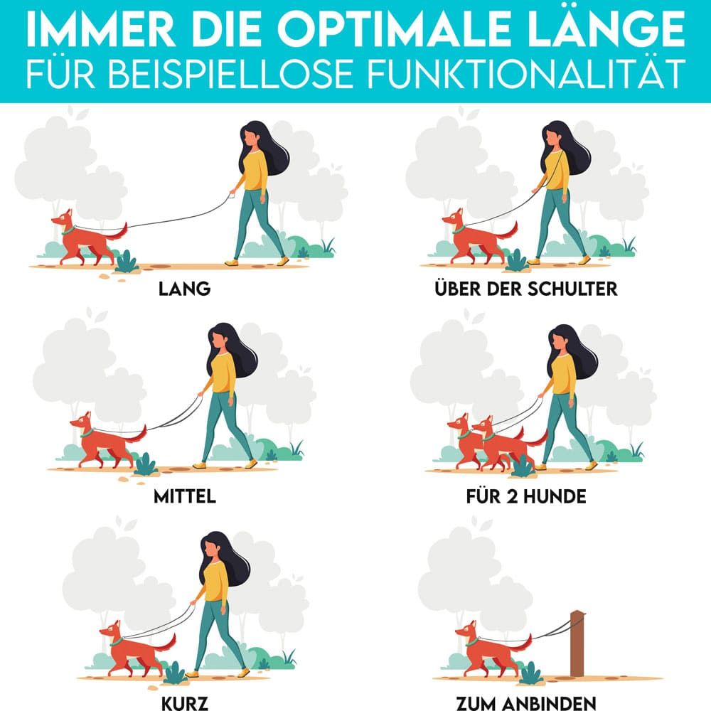 HUND IST KÖNIG® 2,3 m verstellbare Führleine für große Hunde (15 mm Seil)