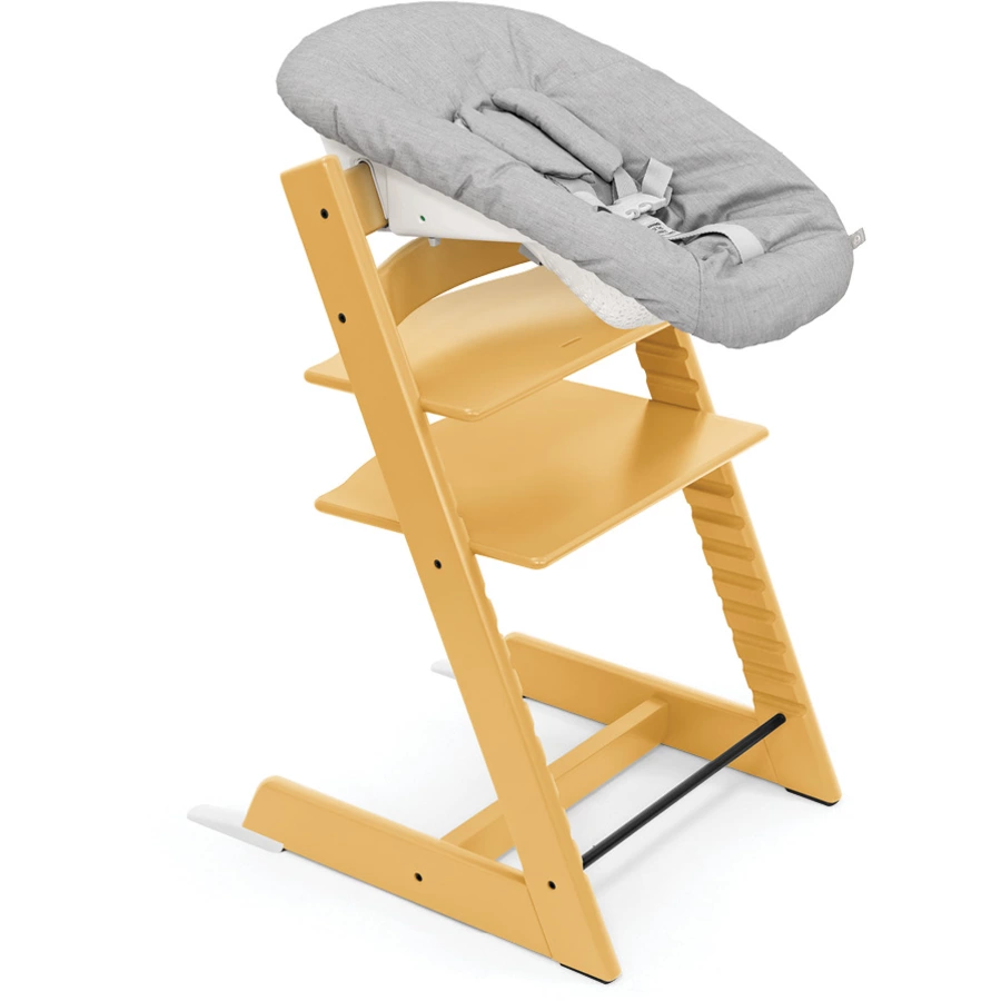 STOKKE® Tripp Trapp® Hochstuhl Buche Sunflower Yellow inkl. Newborn Set™ Grey
