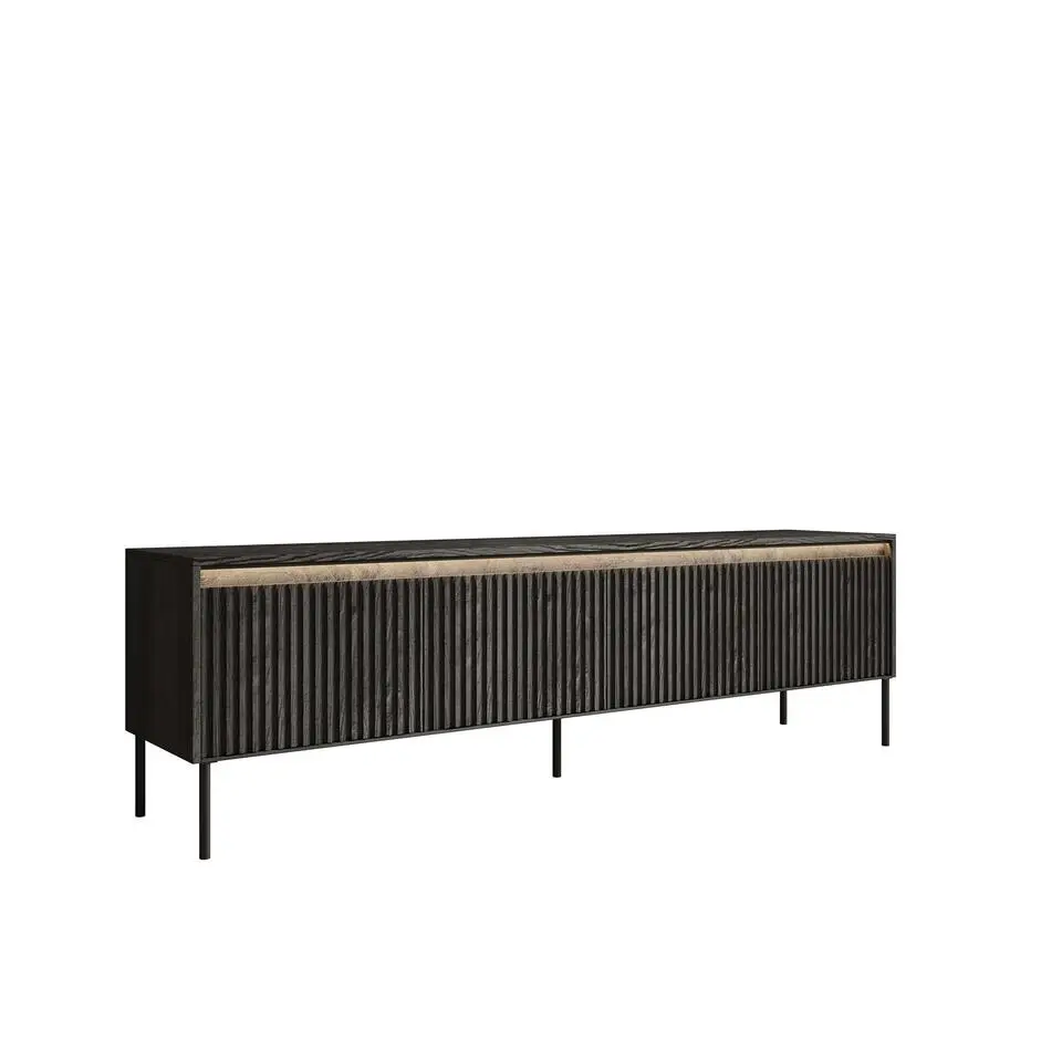 Meubella - TV-Meubel Timoteo - Mat zwart - 193 cm
