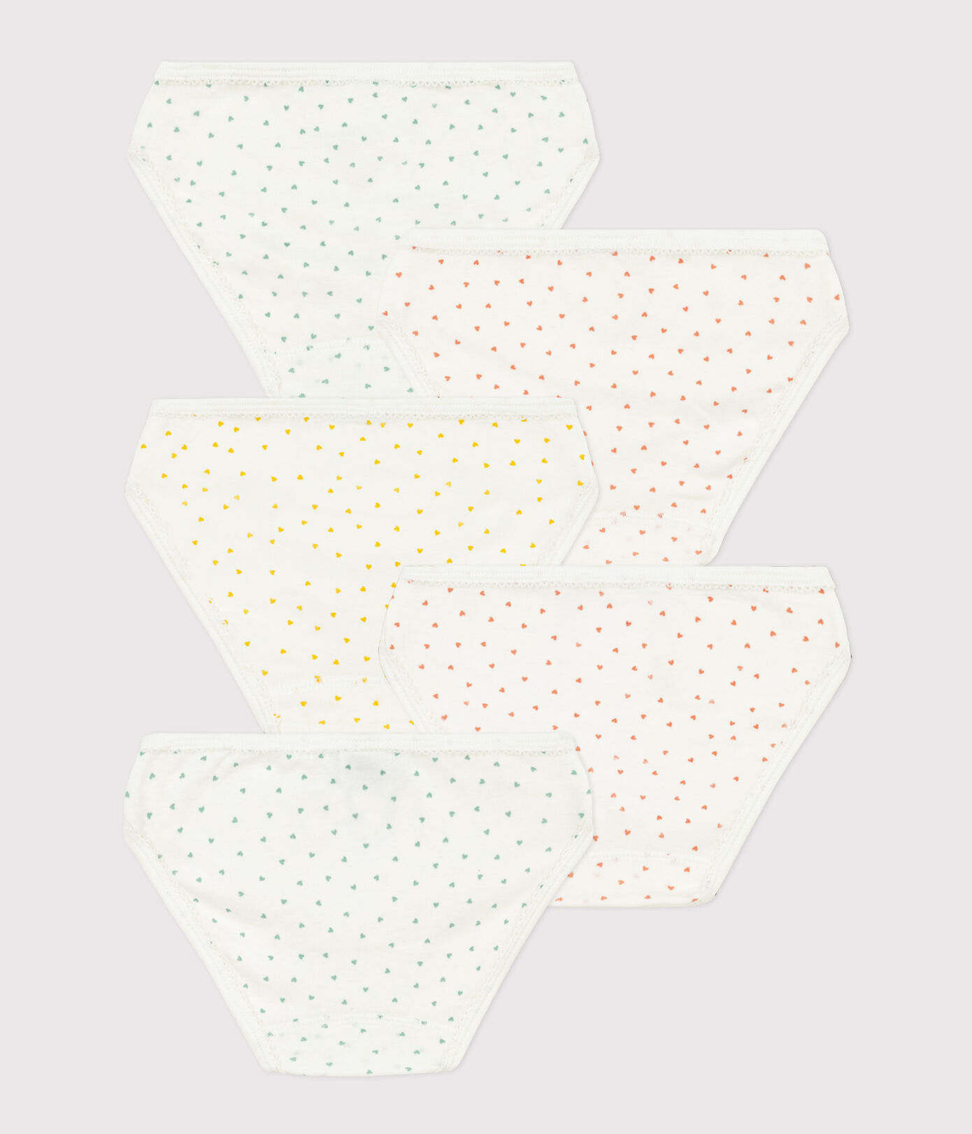 Lot de 5 culottes petits cœur en coton petite fille