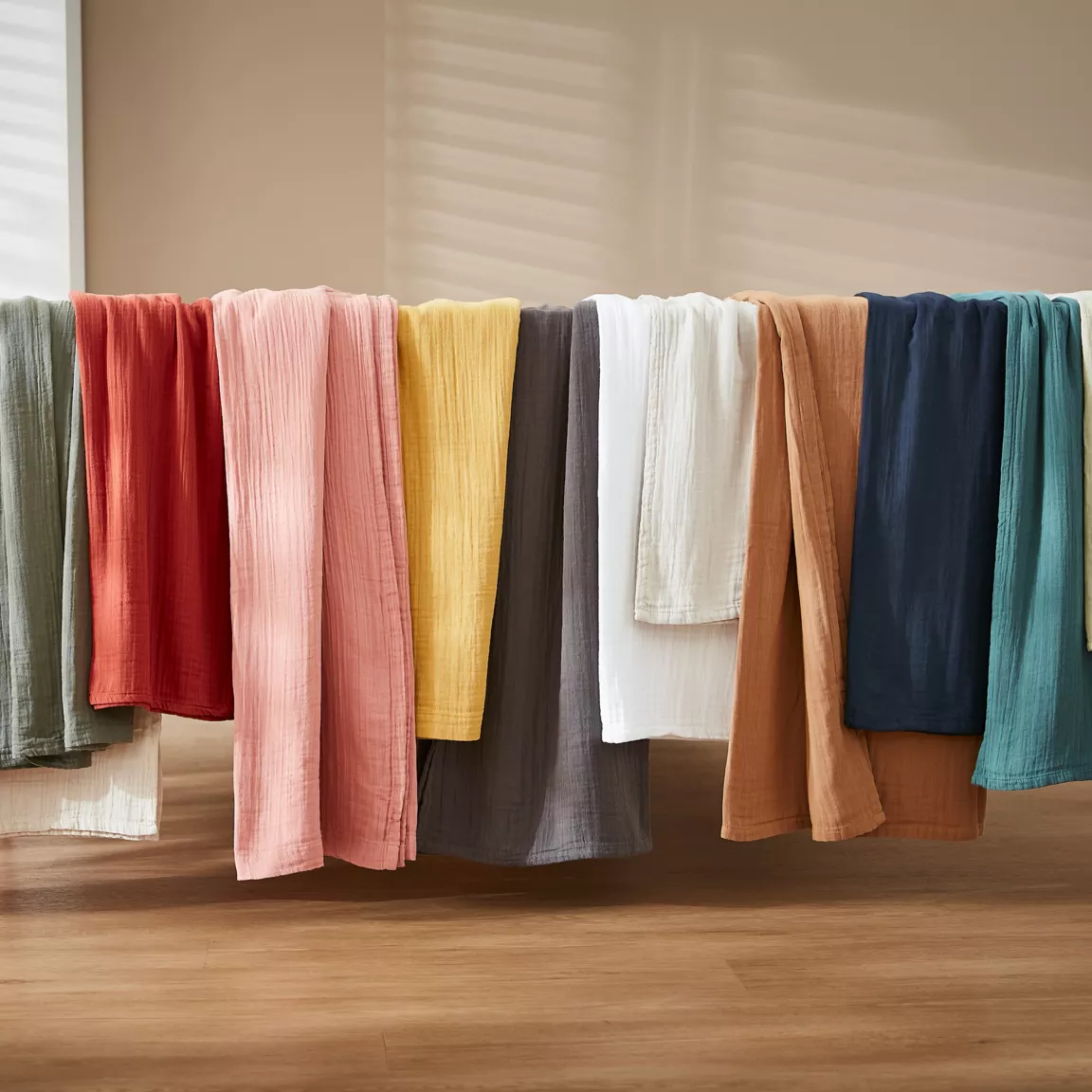 Nappe ronde gaze de coton (180 cm) Gaïa Gris nuage