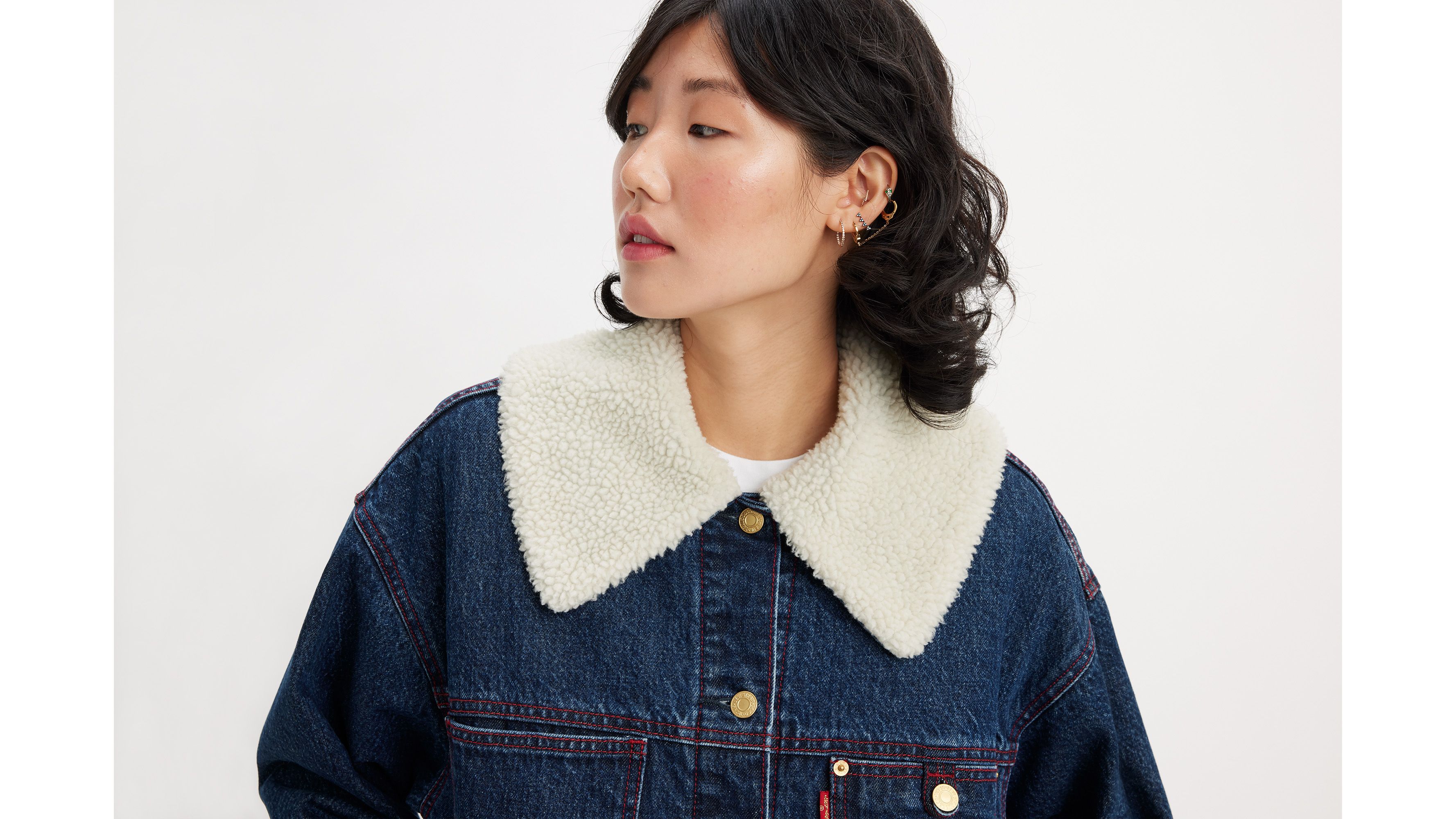 Veste Sherpa Trucker ’90 Levi's® Lunar New Year - Cny Work Sherpa Rinse - Bleu