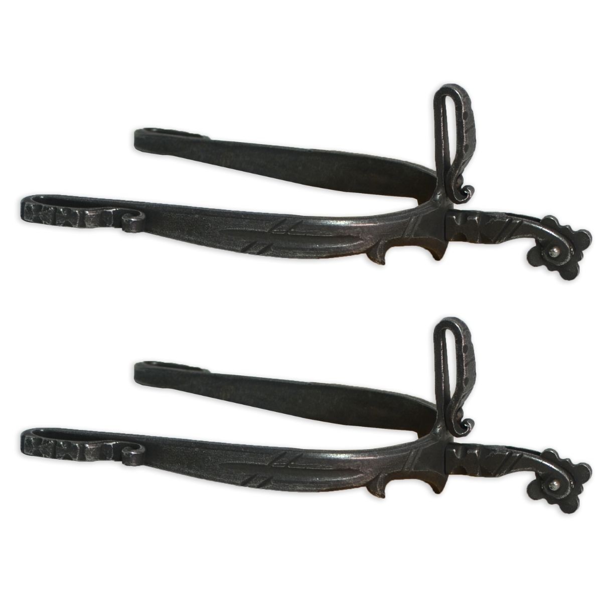 Los Nietos Fragua Remachada Esporão Ocidental. Modelo de flor de roleta. Equipamento para cavalos