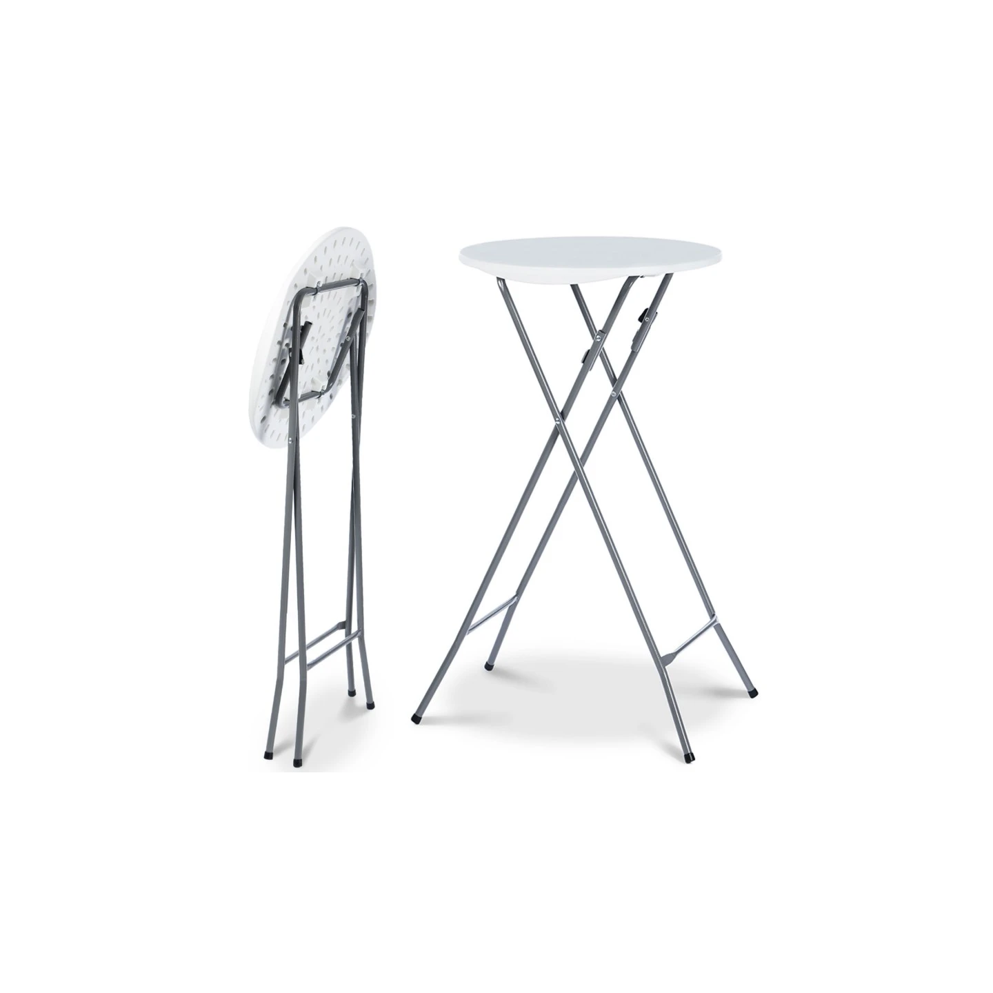Lot de 4 tables hautes pliantes 105 CM et 4 housses blanches