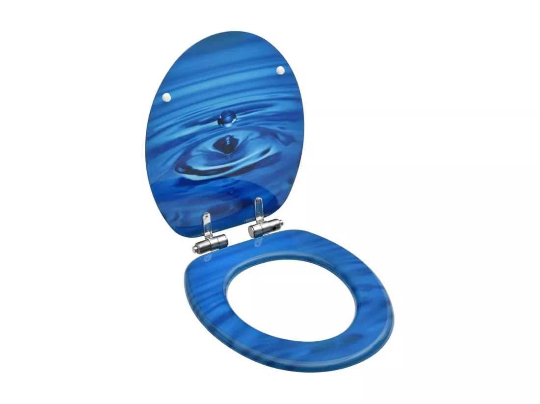 Siège WC Couvercle fermeture effet bois bleue 43.7 x 37.8 x 5.3 cm 02_0002934