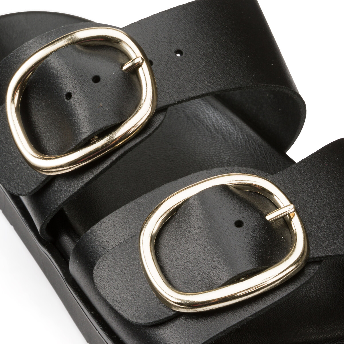 COLEÇÕES LA REDOUTE<br>Mules de couro com fivela dupla, modelo Signature SALOME