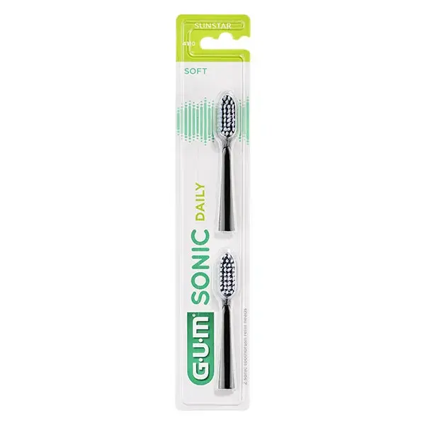 Escova de dentes elétrica Gum nº 4110 Sonic Daily Refil Ultra Macio Preto 2 unidades
