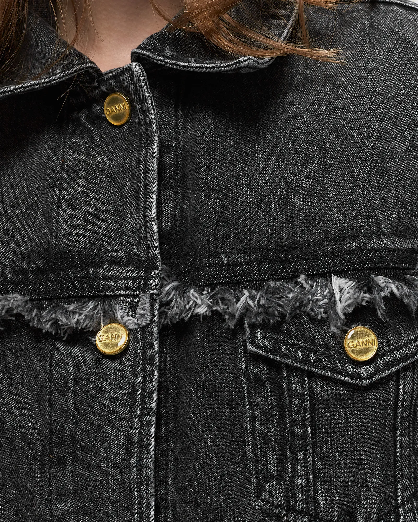 Ganni Snow Washed Denim Oversized Jacket