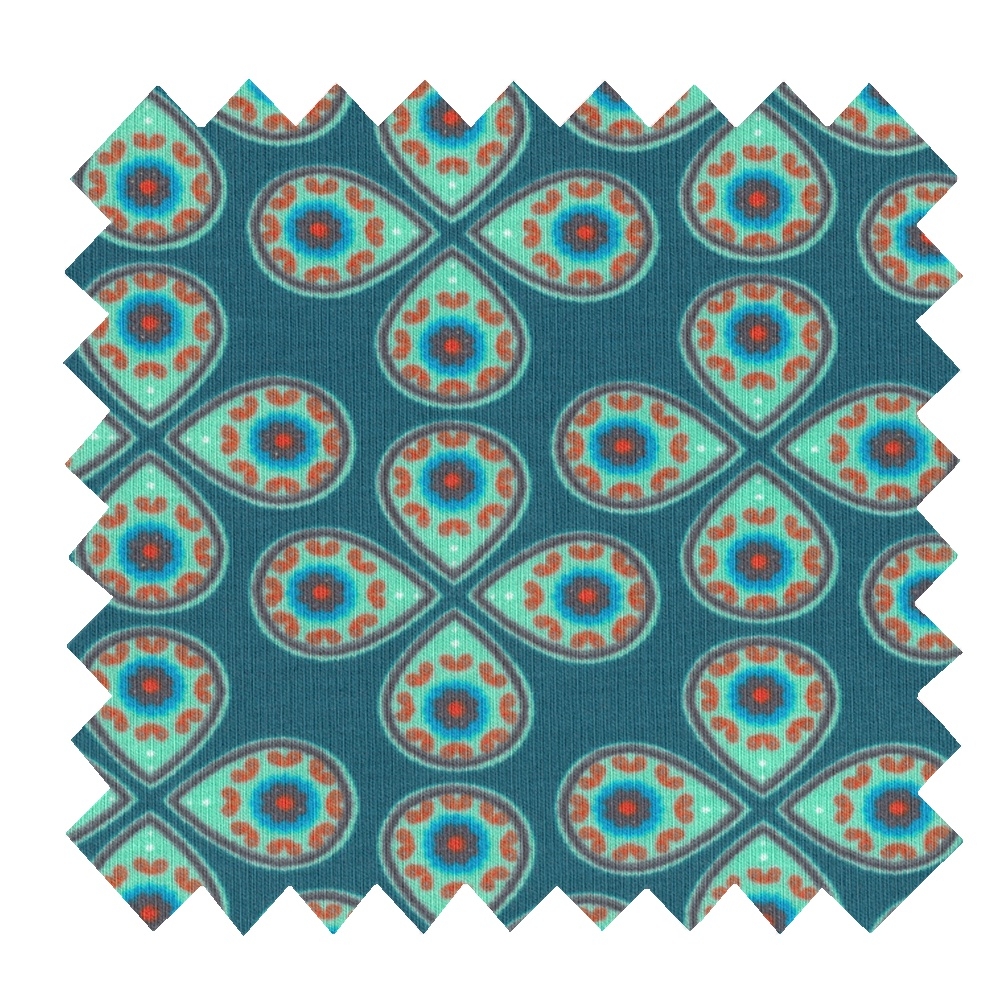 Tissu Jersey Trèfle Turquoise