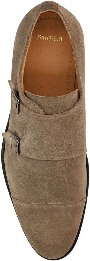Manfield Heren Beige suède gespschoenen