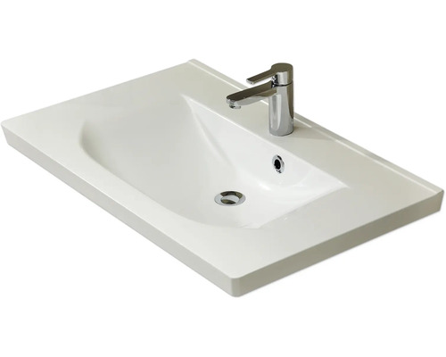 Pelipal Kumba badkamermeubelset (B x H x D 110 x 200 x 51 cm), witte glanzende fronten, 5-delige set inclusief witte mineraalstenen wastafel, badmeubel en wandkast (artikelnr. 99.770225094)