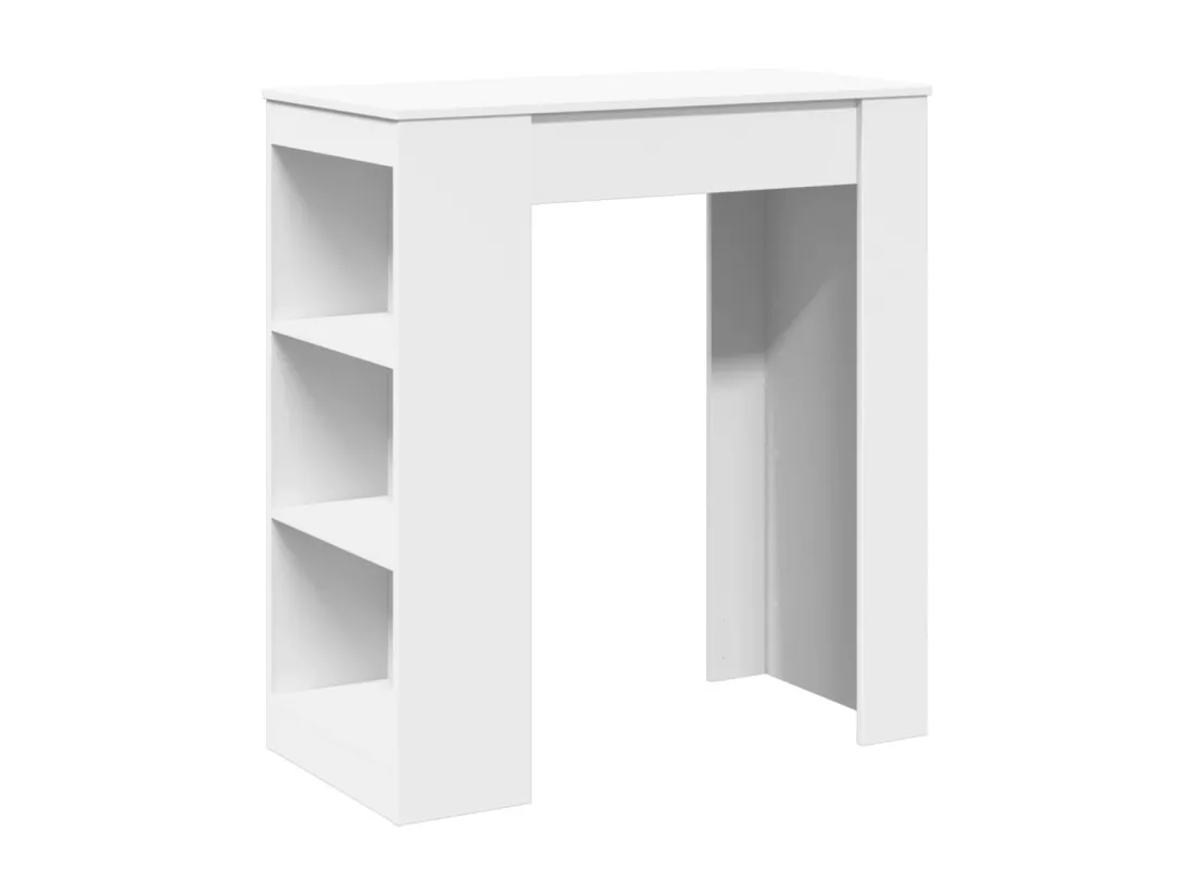 Table de bar avec étagères blanc bois d'ingénierie