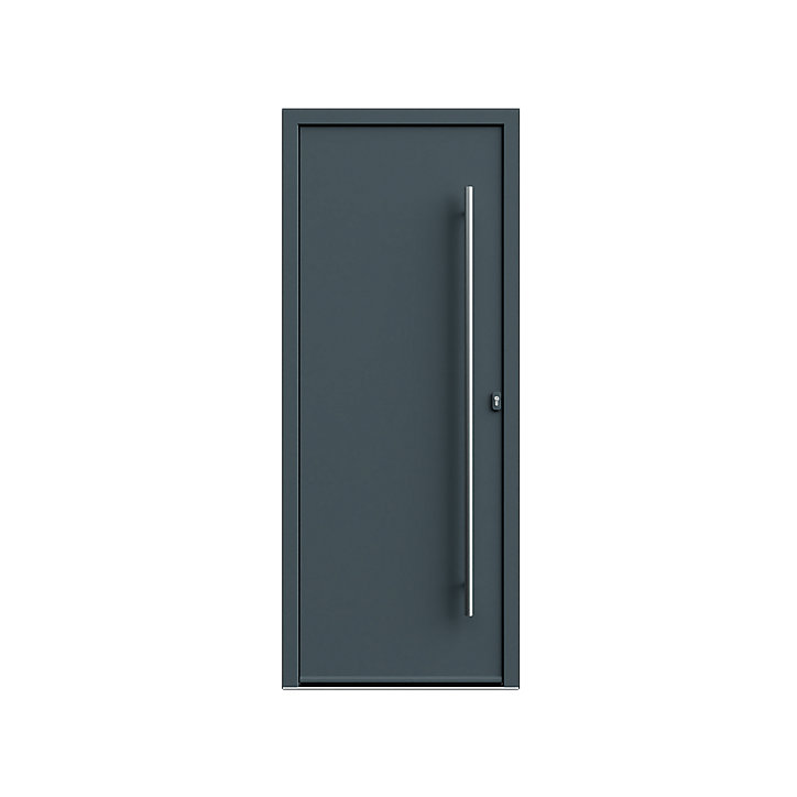 Porte d'entrée FORTIA alu gris Kapas RAL 7021 96 x h.218 cm poussant gauche