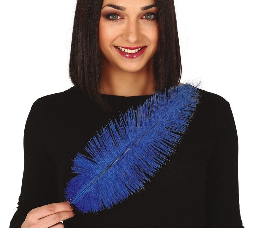 Blauwe Struisvogelveren 40cm 12st