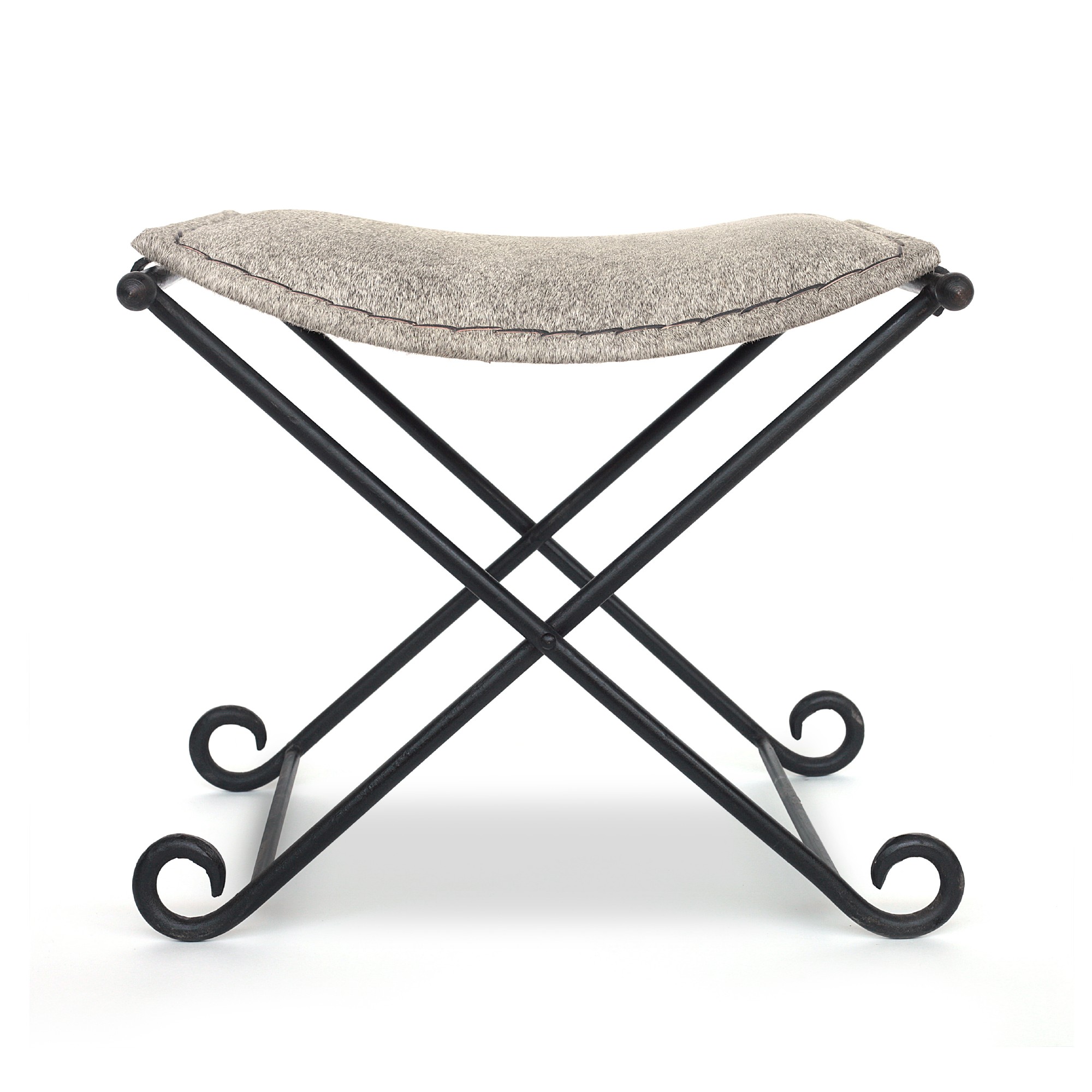 Scherenhocker 'Asturias', grau, braun, T 54 cm, B 40 cm, H 46 cm von fischer's lagerhaus