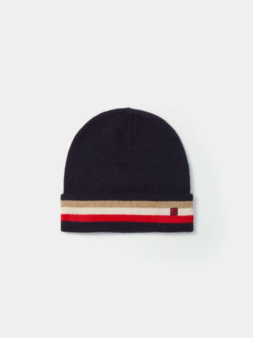 Gorro em lã com riscas tricolor