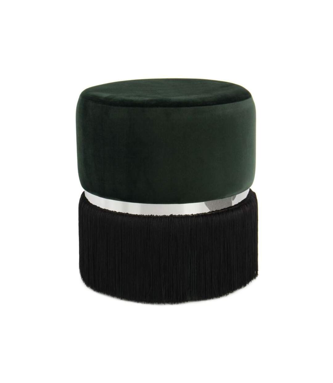 Paris Prix - Pouf Rond Bicolore rebecca 44cm Vert & Noir