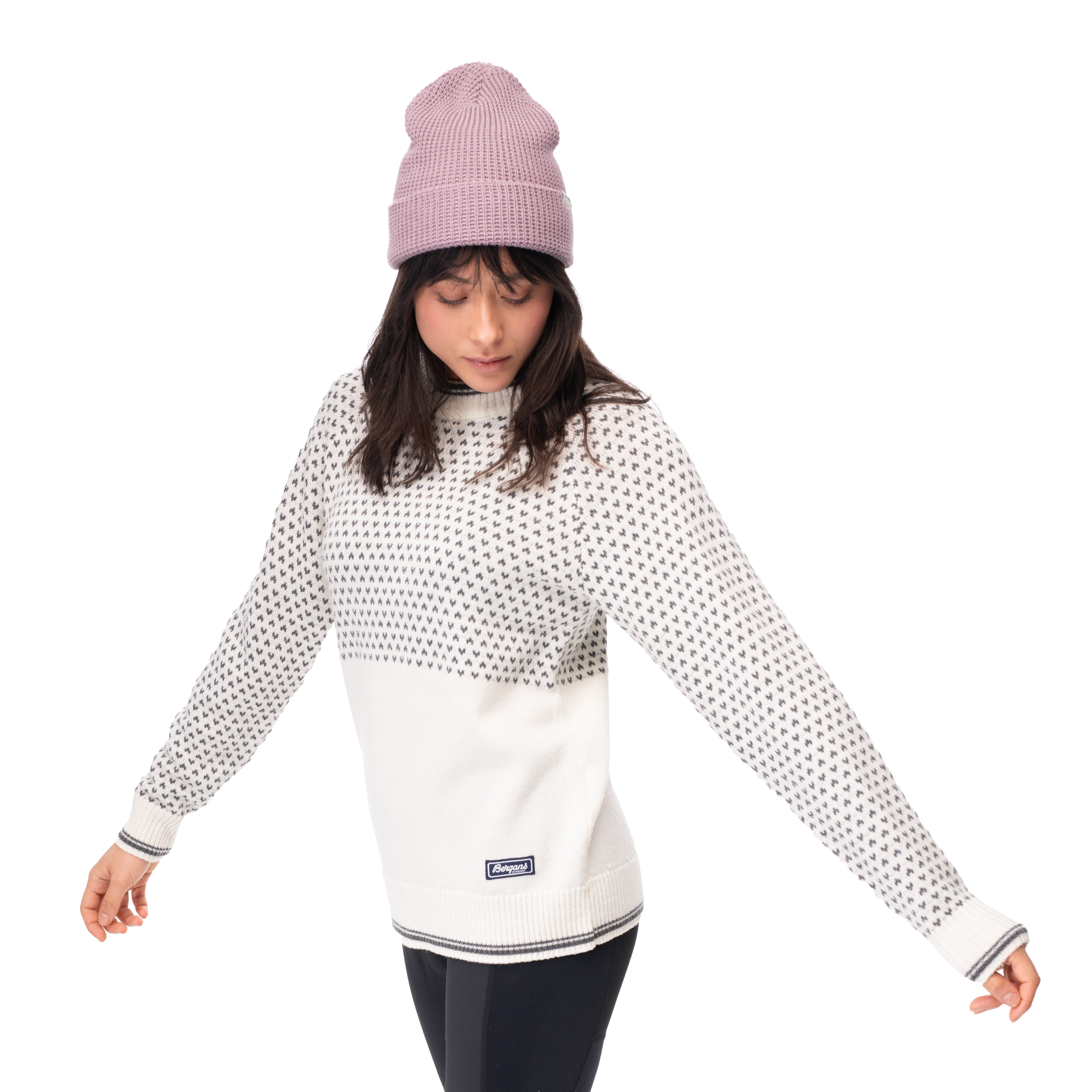 Alvdal Wool Jumper Women Vanilla White / Solid Dark Grey
