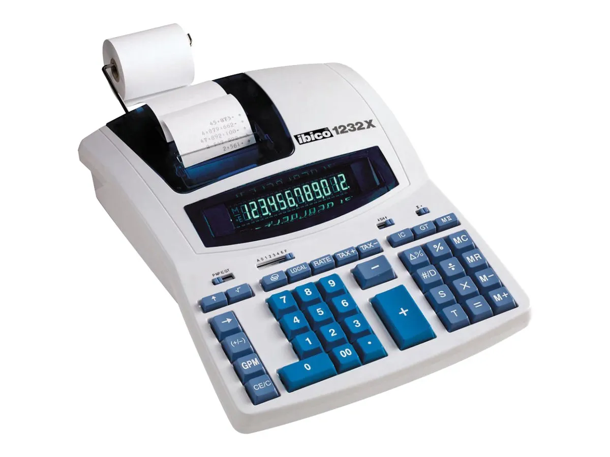 Strimmelregner Ibico 1232X m/12 cifre Euro, grønt display