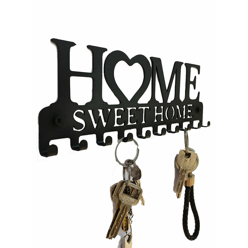 (26x9cm) Metall Schlüsselbrett Wand Halterung Key Haken - Home Sweet Home