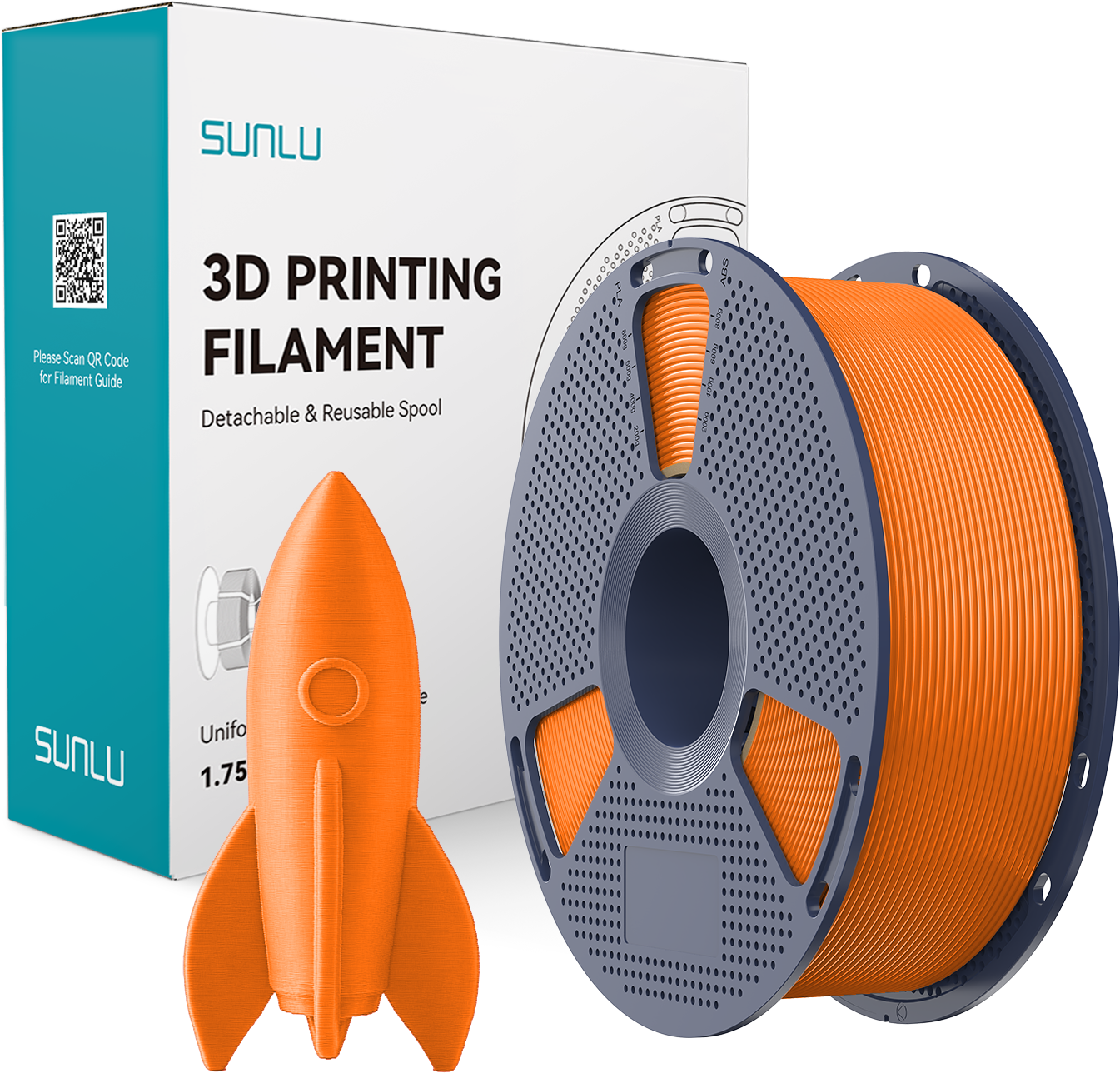 SUNLU  High-Speed PLA Sunny Orange, 1,75 mm / 1000 g    PLA Filament speziell für den Hochgeschwindigkeitsdruck in Sunny Orange