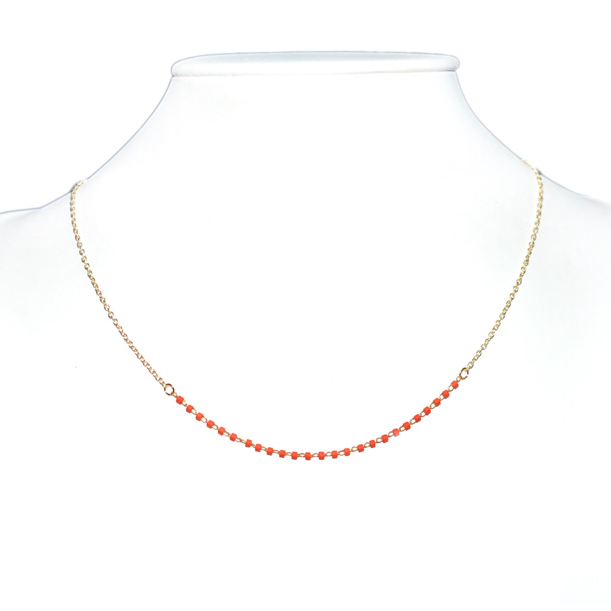 Collier délicat minimaliste chaîne perles miyuki -Doré à l 'or fin