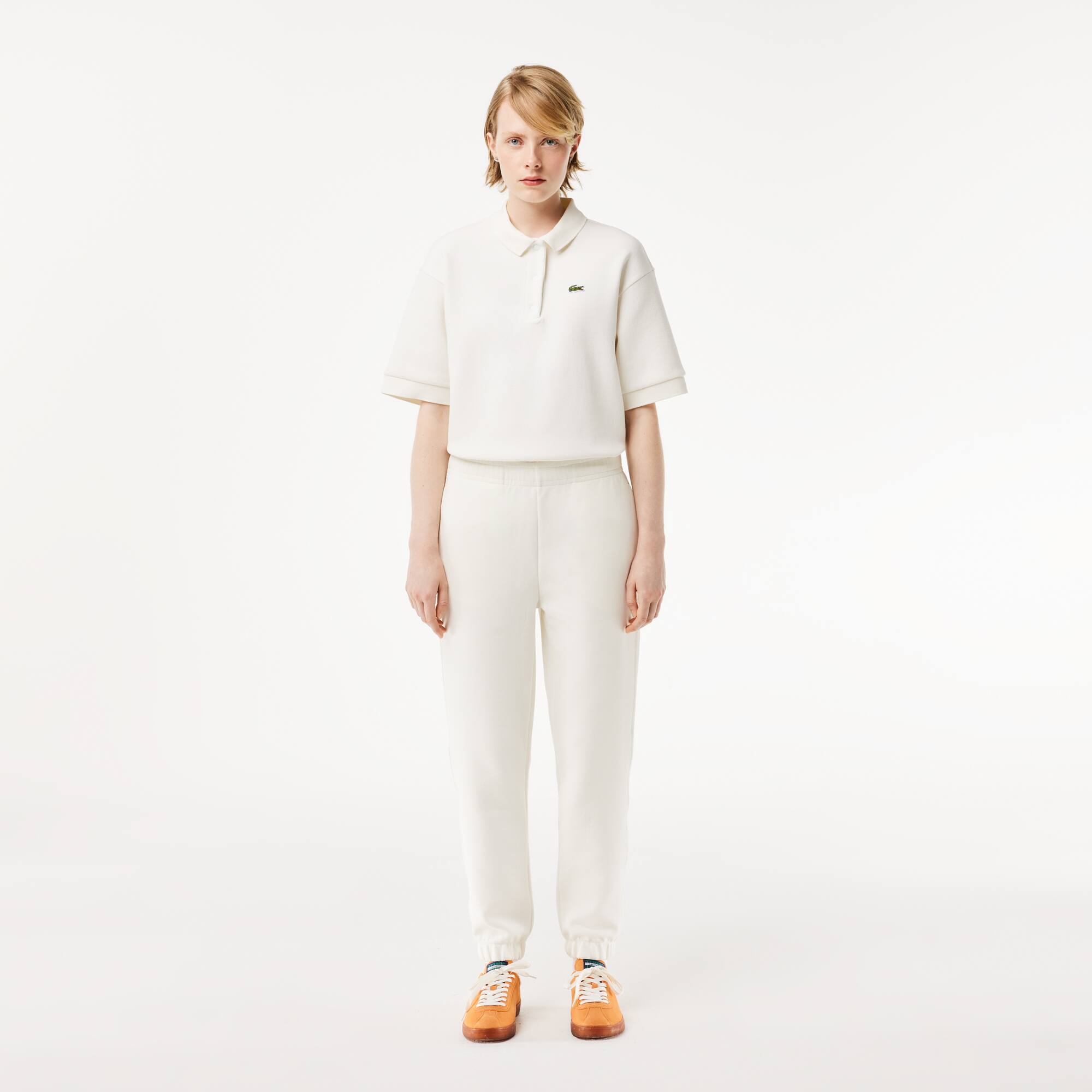 Pantalon de jogging Jogger en coton mélangé uni Pantalons de survêtement - Blanc - Lacoste - Femme