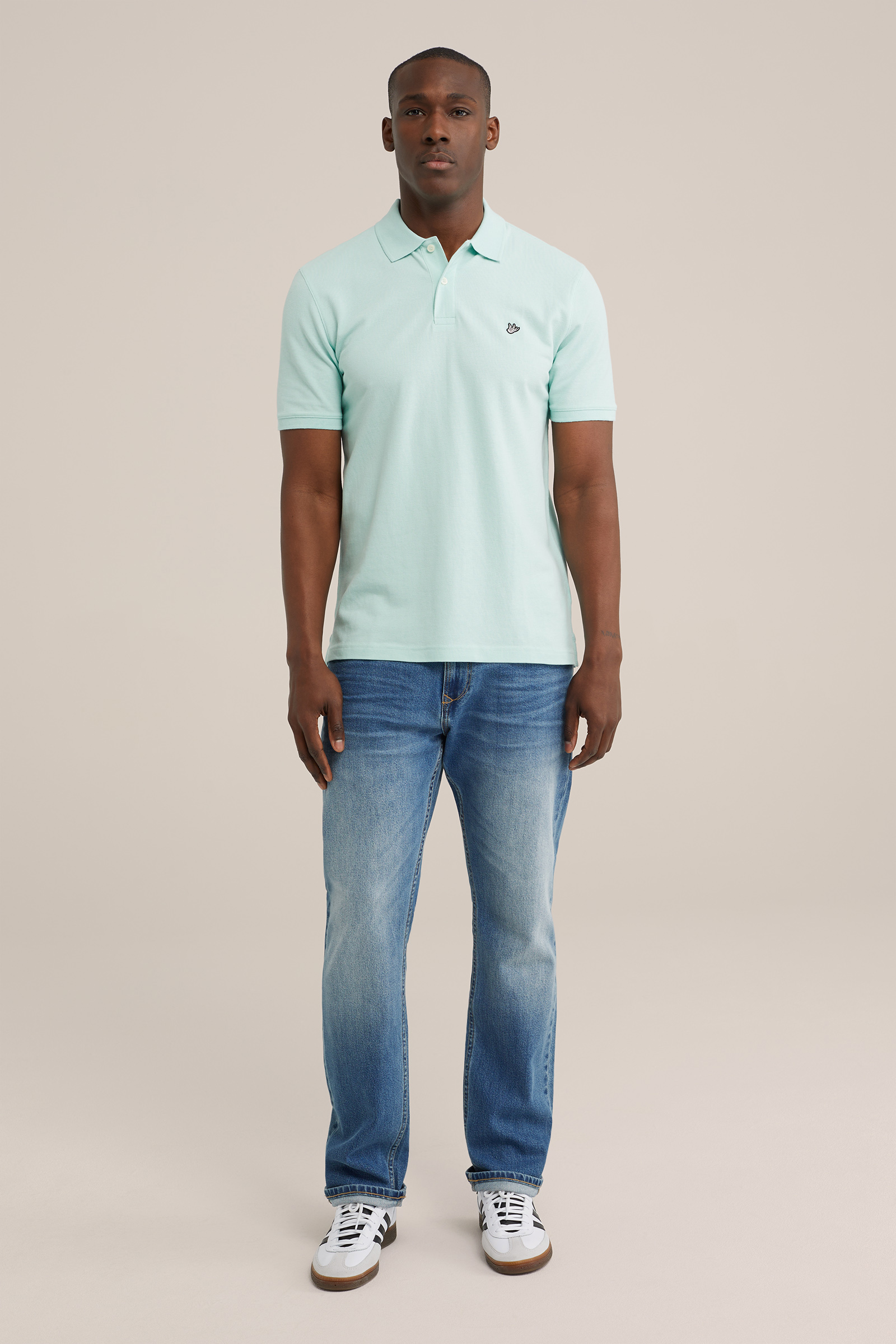 polo met structuur Fundamentals Groenblauw