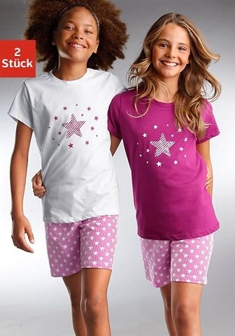 petite fleur Pyjama Set, 2 Stück, 4 Stk. tlg., modischer Sternendruck auf den Shirts und Hosen