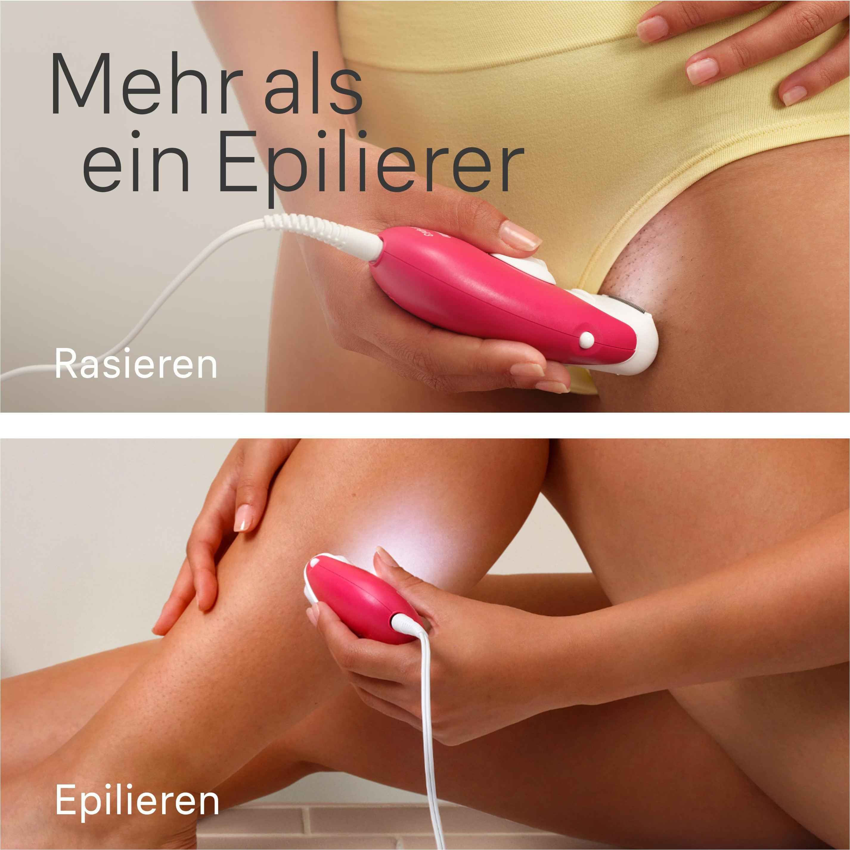 Silk-épil 3 3-031 Epilierer Haarentfernung Elektrischer Rasierer mit 2 Aufsätzen (224963) - Rosa / Weiss