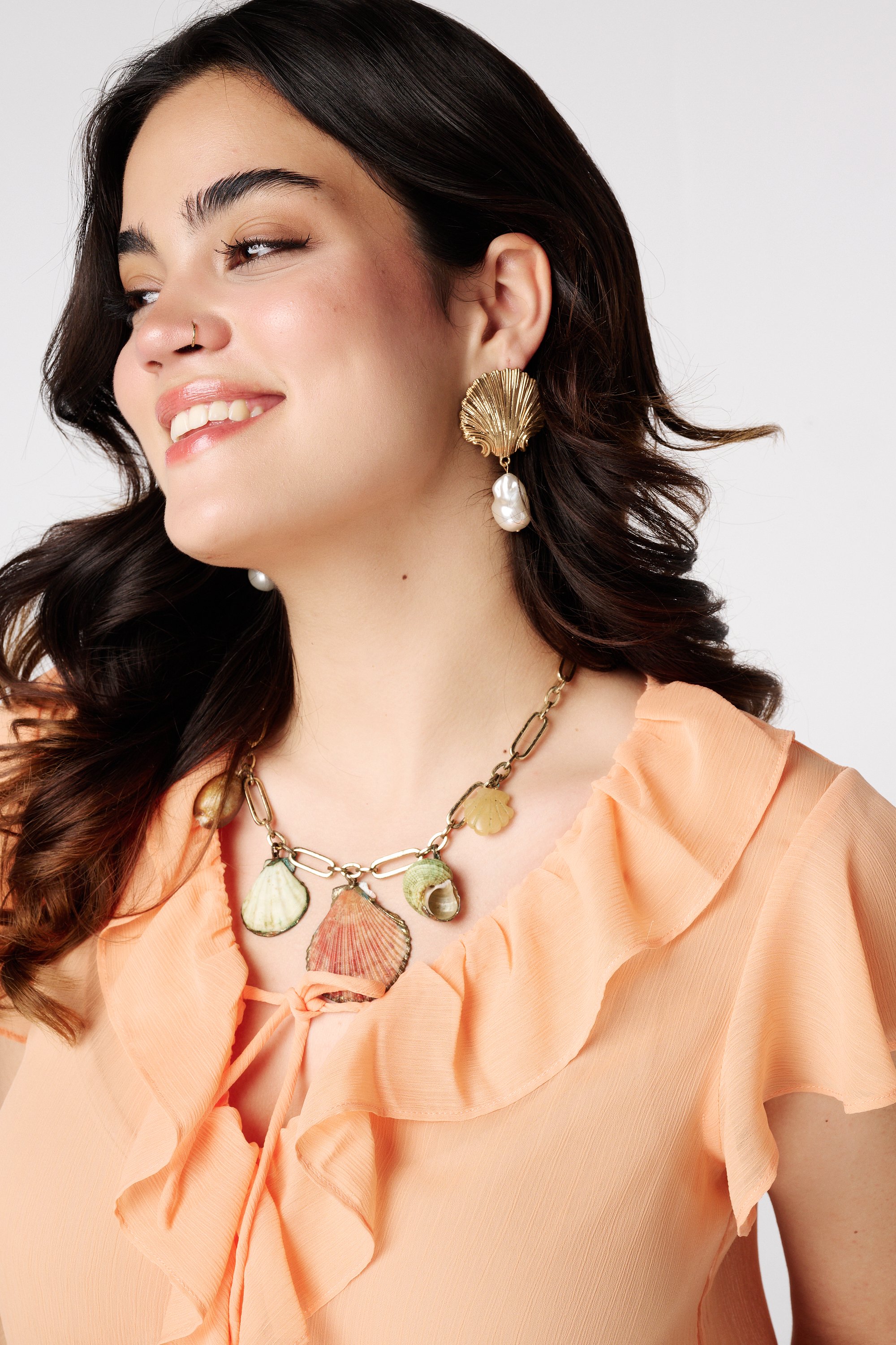 Blouse met volants Zalm rose