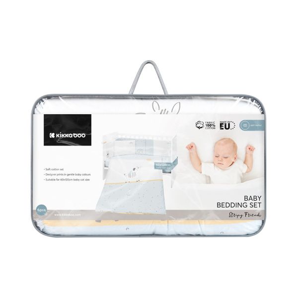 Kikkaboo Conjunto de Cama de 6 Peças 60/120 Stripy Friends