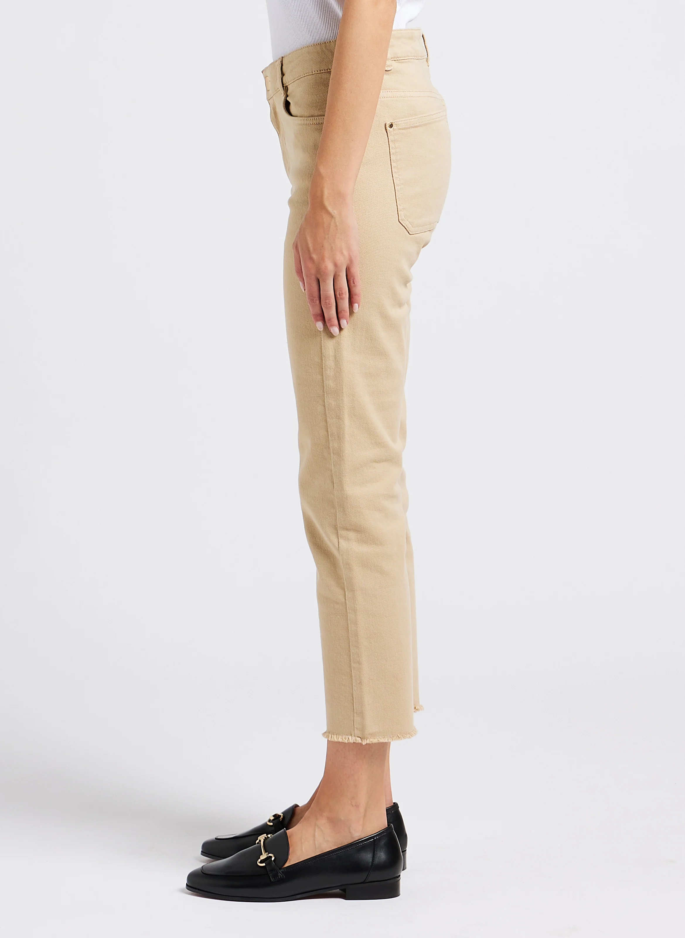 PATIENCE - Jean droit taille haute en coton mélangé | Beige